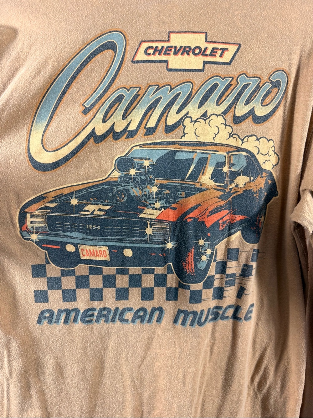 Chevrolet Camaro American Muscle Long Sleeve Graphic Tee Tan Medium GM